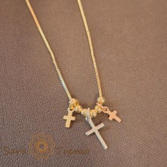 Colier cu 3 cruciulite incluse Sfanta Treime - reglabil 42-48 cm foto