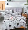 Lenjerie pat dublu,bumbac finet,6 piese,cearceaf cu elastic,gri cu stelute-A793, Jojo Home