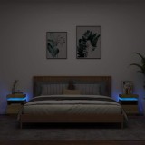 Cumpara ieftin Noptiere cu lumini LED, 2 buc., stejar sonoma, 40x39x48,5 cm