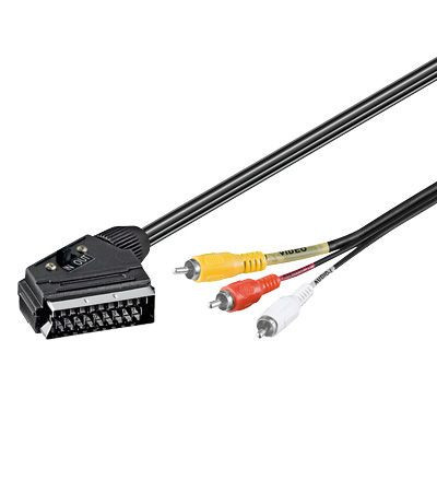 Cablu Scart la 3x RCA 3m cu comutator Goobay