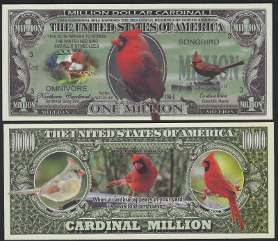 !!! SUA = FANTASY NOTE = PASAREA CARDINAL - 2020 - UNC / SERIA WILDLIFE foto