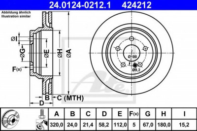Disc frana MERCEDES S-CLASS (W221) (2005 - 2013) ATE 24.0124-0212.1 foto