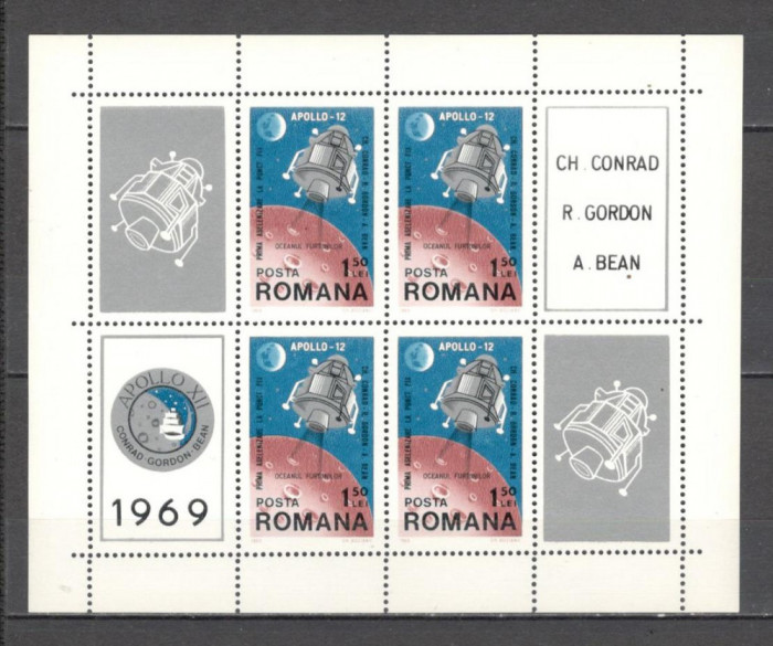 Romania.1969 Cosmonautica:Apollo 12-Bl. TR.289
