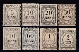 ROMANIA 1920/1922 TAXE DE PLATA INSCRIPTIA ROMANIA HARTIE ALBA/GALBUIE FARA FILIGRAN EMISIUNEA a V-a SERIE GUMA ORIGINALA SARNIERA