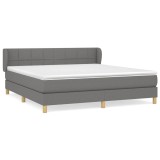 Cumpara ieftin Pat box spring cu saltea, gri inchis, 180x200 cm, textil