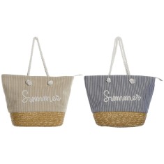 Geantă Damă Home ESPRIT Albastru Bej Natural 52 x 16 x 33 cm (2 Unități)