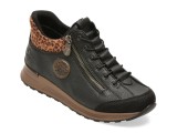 Ghete RIEKER negre, N1457, din piele ecologica