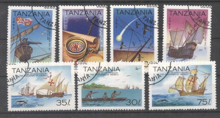 Tanzania 1992 Discovery of America Ships used DE.044