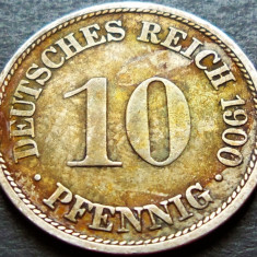 Moneda istorica 10 PFENNIG - IMPERIUL GERMAN, anul 1900 F *cod 886 C = STUTTGART