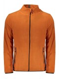 Bluza cu fermoar barbati, cu 2 buzunarre exterioare, cu imprimeu pe spate si logo brodat, portocaliu, XL, 2XL