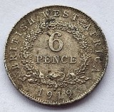 506. Moneda Africa de Vest Britanica 6 pence 1919 (argint 0.925)