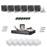 Sistem supraveghere video analog,Hikvision Turbo HD 6 camere 5MP pentru locuinte si spatii comerciale,IR 25m,Microfon incorporat,Detectie inteligenta