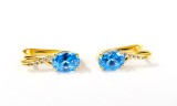 Cercei din Argint 925 Aurit cu Topaz Albastru Oval si Zirconii
