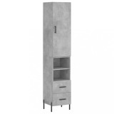 Cumpara ieftin Dulap inalt, gri beton, 34,5x34x180 cm, lemn prelucrat