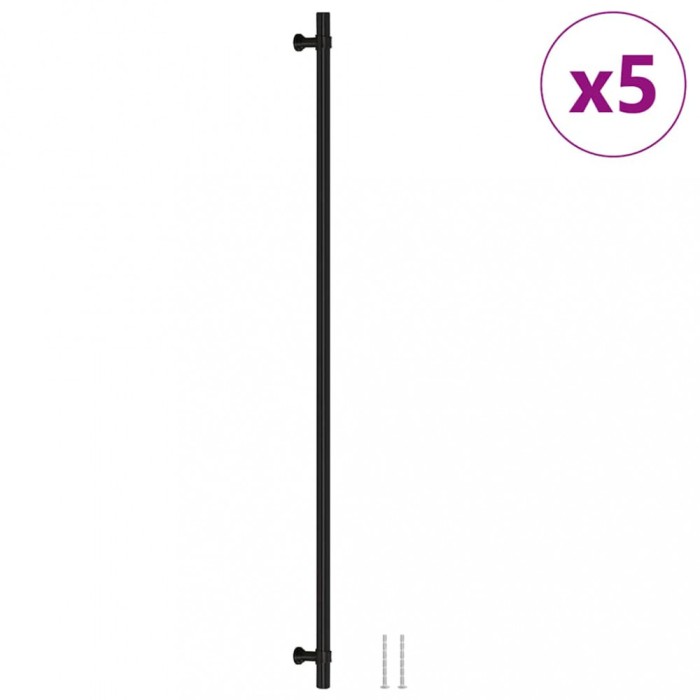 Manere de dulap, 5 buc., negru, 480 mm, otel inoxidabil