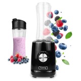 Mixer smoothie BlendGo Blender, 500W, sticla fara BPA, 600 ml, Negru