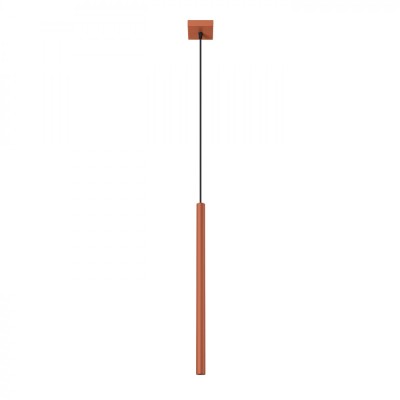 Lampă Suspendată Pastel Ocru Roșu Oțel 1 Bec Tub Modern De Interior foto