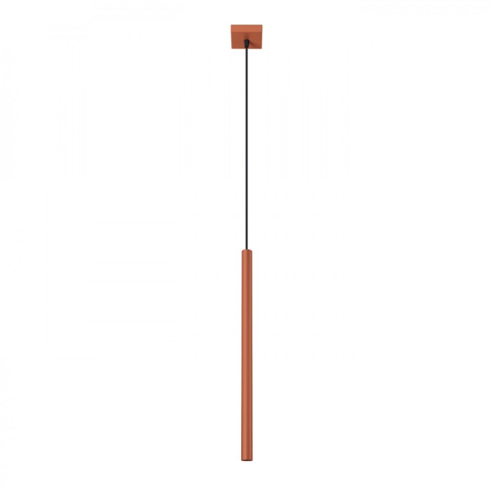 Lampă Suspendată Pastel Ocru Roșu Oțel 1 Bec Tub Modern De Interior