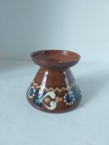 Vaza ceramica hand made, aspect rustic taranesc, 8cm inaltime,