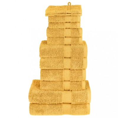 vidaXL Set de prosoape premium SOLUND, 12 piese, auriu, 600 g/m&amp;sup2; 137576 foto