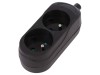 Conector Alimentare AC Mamă JONEX, Splitter 2x Soclu cu &Icirc;mpăm&acirc;ntare, 250V 16A, IP20, Negru