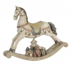Figurina decorativa polirasina Craciun cal cu balansoar 22x5x19 cm foto