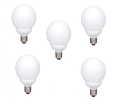 SET 5 becuri fluorescent Panasonic, soclu E27, putere 18W, forma oval, lumina alb rece, alimentare 220 - 240 V, &quot;EFG18E65HD-5&quot; (timbru verde 2.25 lei)