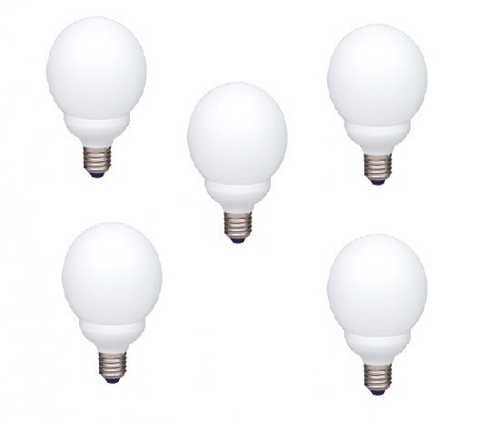 SET 5 becuri fluorescent Panasonic, soclu E27, putere 18W, forma oval, lumina alb rece, alimentare 220 - 240 V, &quot;EFG18E65HD-5&quot; (timbru verde 2.25 lei)
