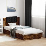 Cumpara ieftin Cadru de Pat cu Tablie cu headboard Stejar fumuriu 80 x 200 cm