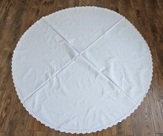 FATA DE MASA CIRCULARA VINTAGE DIN BUMBAC CU MODEL IN ȚESĂTURA