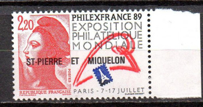 St. Pierre &amp;amp;Miquelon 1988, PHILEXFRANCE, serie neuzata, MNH foto