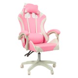 Scaun birou copii AB001, piele ecologica, baza polipropilena, spatar ajustabil, rotatie 360 ,100 kg, roz