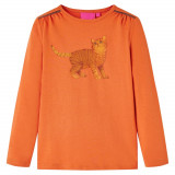 Tricou pentru copii cu m&acirc;neci lungi, portocaliu ars, 116, vidaXL