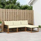 vidaXL Set de canapele de exterior cu pernă 4 pcs Natural și Crem 3381342