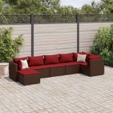VidaXL Set mobilier de grădină cu perne, 7 piese, maro, poliratan