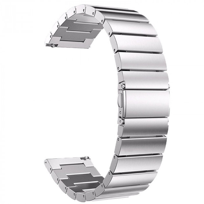 Curea metalica, compatibila Samsung Galaxy Watch Active 2, telescoape Quick Release, Argintiu