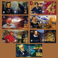 !!! RARR : COLUMBIA , CLUB DE LA MONEDA MEDELLIN - MARI SCRIITORI , 2-5-10-15-25-50-100 DRAGONES 2017 - UNC