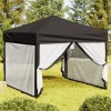 Cort Pliabil Petrecere vidaXL, Negru, 3x3m, cu Pereți Laterali, Impermeabil, Protecție UV
