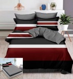 Lenjerie Pat Bumbac Gri cu Elastic 6 Piese (200x230, 180x200) Husa Pilota, Cearceaf, Fete Perna 55x75, 70x70