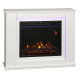 HOMCOM Șemineu Electric cu Flacără &icirc;n 12 Culori și 5 Niveluri de Luminozitate, Telecomandă și Timer, 98x25x80 cm, Alb și Negru | Aosom Romania