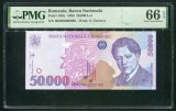 Q556 BANCNOTA 50000 LEI 1996 NECIRCULATA UNC GRADATA PMG 66 EPQ