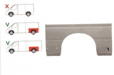 Segment aripa spate Mercedes Sprinter 208-416 01.1995-2006, Vw Lt 2 05.1996-12.2005 pentru modele Cu Punte Dubla, partea Stanga, Mic, lungime 1500 mm foto