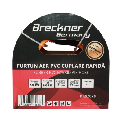 Furtun aer compresor profesional 15m din PVC si cuplare rapida universala Breckner Germany foto