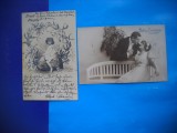 HOPCT 1856 ROMANTICA-LOT 2 CARTI POSTALE VECHI-CIRCULATE