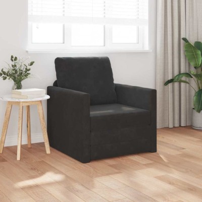 Sofa Pat 2-in-1 Negru 74x77x81 cm Catifea foto
