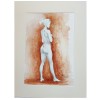 E126. Tablou, Silueta Alba, acuarela cu cadru de Passpartout, 30x40cm, Nud, Abstract, RavariuArt