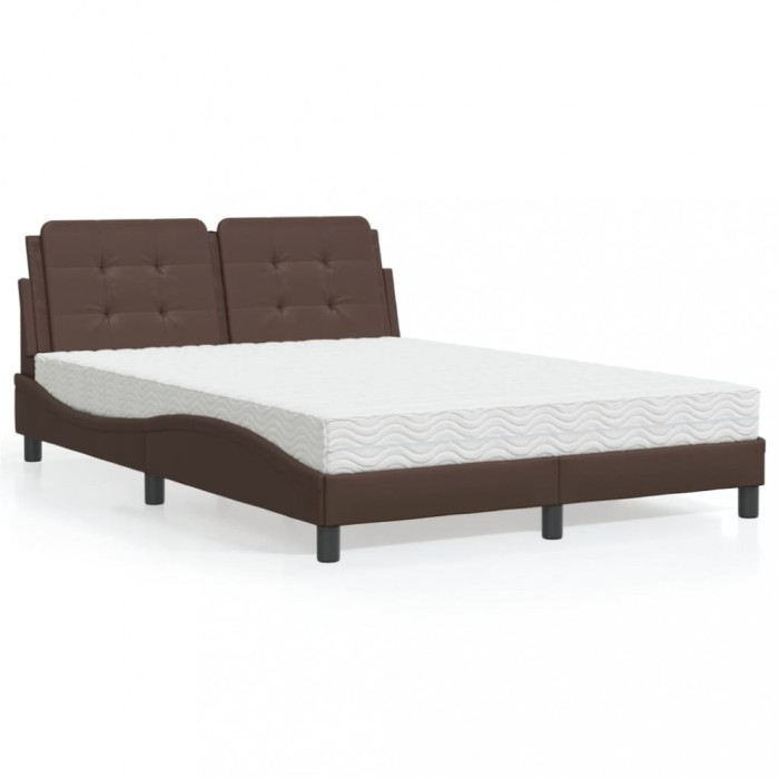 vidaXL Cadru de pat fără saltea, Zadar, maro, 140x190 cm, piele ecologică 3208861