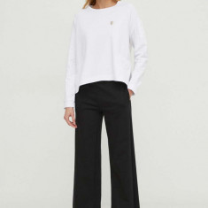 Sisley pantaloni de trening din bumbac culoarea negru, neted