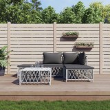 vidaXL Set mobilier de grădină, 5 piese, cu perne, alb, oțel 3186850