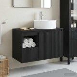 Cumpara ieftin Set dulap baie 2 buc. Negru 79,5 x 44,5 x 82 cm Lemn prelucrat